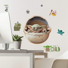 1001 RMK4655SCS Duvar Çıkartması, Motif: Mandalorian The Child Boyanmış, Yapıştırılabilir, Yeşi