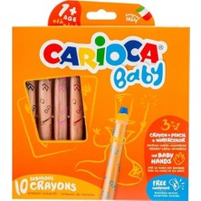 Carioca Jumbo Bebek Ahşap Gövdeli Boya Kalemi 3 In 1 10 Lu 42818 Renkli ve Eğlenceli