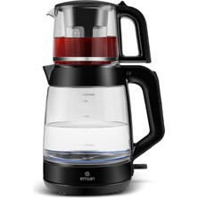 1001 Glass Tea Xl 2 In 1 Cam Çay Makinesi ve Kettle Shiny Black