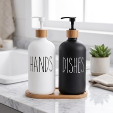 1001 2'li Lüx Cam Sıvı Sabunluk, Mutfak ve Banyo Için Modern Cam Sıvı Sabunluk, Doldurulabilir ve