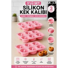 Stork 3 Adet 6'lı Silikon Muffin ve Cupcake Kalıbı - Yapışmaz Tek Parça Esnek Kek Kalıbı 25X16 cm
