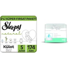 1001 Natural 2'li Fırsat Paketi Külot Bez 5 Numara Junior 174 Adet ve Sleepy Sensitive Yatak Koruyucu �