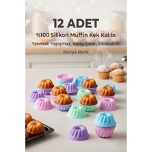 Stork Bakemuff 12 Adet Silikon Muffin ve Mini Kek Kalıbı, Yapışmaz, Isıya Dayanımlı Bpa’sız - Karışık Renk