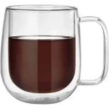 1001 Çift Cidarlı Borosilikat Cam, Latte, Filtre Kahve, Süt, Bitki Çayı Kupa Fincan, 300 Ml, 1 Adet