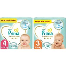 1001 Bebek Bezi Premium Care 4 Beden 126 Adet Maxi Aylık Fırsat Paketi & Prima Bebek Bezi Premium Care