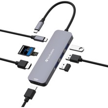 1001 Usb-C Pro Multiport Hub 8'i 1 Arada, Çoklu Bağlantı Noktalı Adaptör, Usb-C, Hdmı, Usb-A ve Usb-