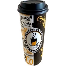 1001 Excodi Cup - [ Cup ] 12 Oz Siyah Kapaklı Karton Bardak - 300 ml - 100 Adet Kaliteli Kahve Bardağı
