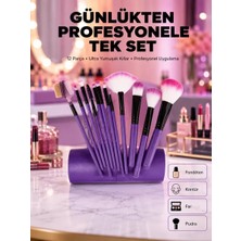 MidasTech Fondöten, Allık ve Far Uygulamalarına Uygun 12 Parça Makyaj Fırça Takımı Ergonomik Saplı Mi