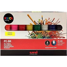 Uni-Ball Posca 8.0 Su Bazlı Poster Markörü Ana Renkler 7+1 Pc-8k 8p