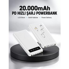 LED Işıklı 20.000MAH Powerbank LCD Gösterge Dahili Çoklu Kablo Yeni Nesil Midastech