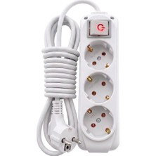 1001 3’lü Priz 2 Metre Uzatma Kablosu Anahtarlı Topraklı 3500W | Işıklı Aç-Kapat Düğmeli Grup