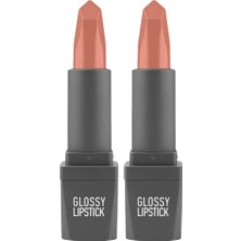 1001 303 Nude Rose Parlak Ruj - Nemlendirici Etkili Pürüzsüz Dudak Görünümü - Glossy Lipstick (2 P