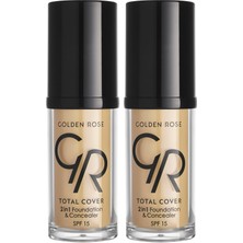 1001 Total Cover 2si1 Arada Kapatıcı ve Fondöten No: 15 Warm Sand - 30 ml (2 Paketi)