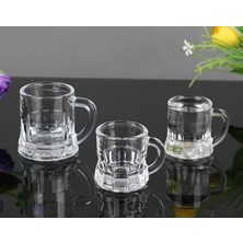 1001 6 Lı Mini Bardak 55 ml Zemzem Shot Bardağı Kalın Taban Mini Kulplu Tasarım Kahve Yanı Bardağ�