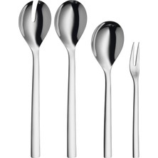 1001 Nuova 4 Parça Servis Seti, Salata Servis Seti, Servis Kaşığı ve Servis Çatalı, Cromargan® Y�