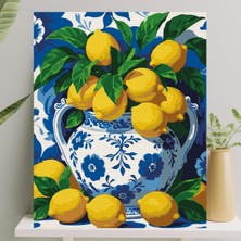 1001 Sayılarla Boyama Tuval Seti Fırça Boya Dahil Çıtaya Gerili 40X50 cm - Limonlar