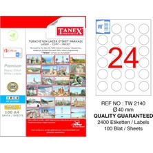 Tanex Laser Etiket 100 Yp 0.40 mm Laser-Copy-Inkjet Yuvarlak TW-2140