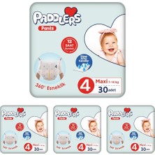 1001 Külot Bebek Bezi 4 Numara Maxi 30 Adet (7-14 Kg) Eko Paket (4 Paketi)