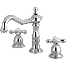 1001 KS1971AX Heritage Widerspread Lavatory Musluk With Metal Cross Handle, Cilalı Krom By Kingston Bras