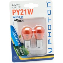 1001 Ampul PY21W 12V Amber Şaşi Tirnak 2'li Blister Minyatür Pht PH5717 B2