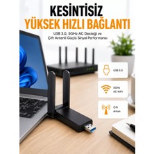 Mbps Wifi Alıcı Kablosuz Wifi Adaptörü Çift Band Çift Antenli Yeni Nesil Midastech