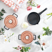 1001 Pro Cast Mini Döküm Tencere Seti 5 Parça-Rosegold