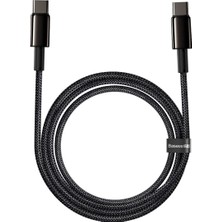 1001 Tungsten Gold Hızlı Şarj Kablosu Type-C To Type-C 100W, 2m, Siyah