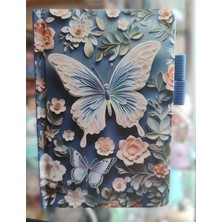 Ada Çanta Kırtasiye Kelebek Model Ciltli Çok Amaçlı 16CM*13CM Boyutunda Küçük Boy Çok Amaçlı Çizgili Defter JB8567008