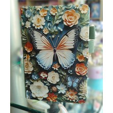 Ada Çanta Kırtasiye Kelebek Model Ciltli Çok Amaçlı 16CM*13CM Boyutunda Küçük Boy Çok Amaçlı Çizgili Defter JB8567008