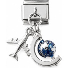 cm Jewelry Uçak ve Dünya Italyan Bileklik Charm