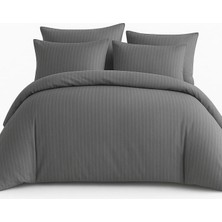 1001 Çift Kişilik Çizgili Saten Nevresim TAKIMI%100 Pamuk 200X220 - Yumuşak Dokulu Lüks Nevresim T