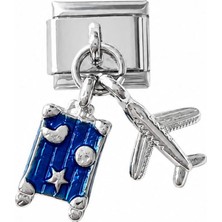 cm Jewelry Uçak ve Bavul Italyan Bileklik Charm