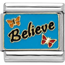 cm Jewelry Believe Yazılı Italyan Bileklik Charm