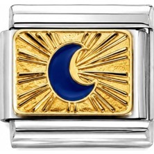 cm Jewelry Mavi Ay Desenli Italyan Bileklik Charm