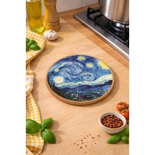 1001 Van Gogh Yıldızlı Gece Mantar Nihale Tencere Tava Altlığı 19CM Çapında 1cm Kalınlığında