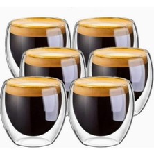 1001 Needd Çift Katmanlı Espresso Cam Bardak Seti 6'lı 80 ml | Borosilikat Double Wall Isı Yalıtıml