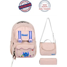 Alanç Gift Ultra Lüks İşlemeli Suya Dayanıklı Kawaii Kız Çocuk İlkokul Okul Çantası Termal Beslenme ve Kalemlik