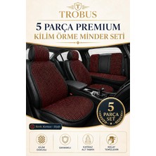 Chevrolet Camaro 2016 ve Sonrası Uyumlu Trobus Premium Örme Kilim Serisi Ön ve Arka Oturak 5 Parça Koltuk Minder Seti Siyah Kırmızı