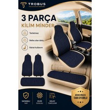 Toyota Avensis 1997 2003 Uyumlu Trobus Örme Kilim Serisi Ön ve Arka Oturak 3 Parça Koltuk Minder Seti Lacivert Siyah