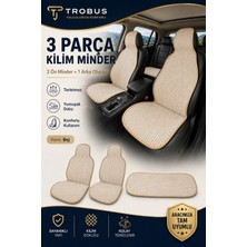 Renault Symbol 2 2008-2012 Uyumlu Trobus Örme Kilim Serisi Ön ve Arka Oturak 3 Parça Koltuk Minder Seti Bej