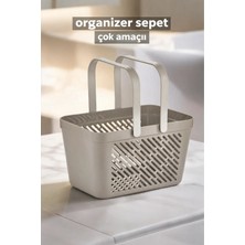 Techora Sale 8'li Gri Kulplu Sepet Mutfak Banyo Dolap Düzenleyici Organizer Seti