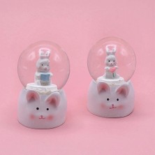Techora Sale Mini Boy Tavşan Tasarımlı Işıklı Kar Küresi