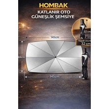 Techora Sale Katlanabilir Şemsiyeli Araç Ön Cam Güneşliği Uv Korumalı Isı Yansıtıcı Tüm Araçlara Uyg