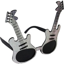 Techora Sale Gümüş Renk Gitar Şekilli Parti Gözlüğü