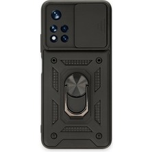 Aconcept Newface Xiaomi Redmi Note 11T Kılıf Pars Lens Yüzüklü Silikon - Siyah