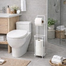 Techora Sale Beyaz Standlı Yedek Hazneli Tuvalet Kağıtlığı