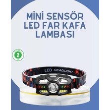 Techora Sale El Sensörlü LED Far Suya Dayanıklı Şarjlı Kafa Lambası
