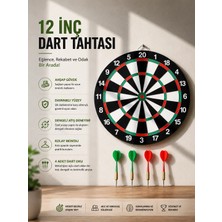 Techora Sale 12 Inç Ahşap Dart Tahtası 4 Adet Metal Uçlu Dart Oku Dahil