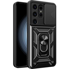 Aconcept Newface  Galaxy S24 Ultra Kılıf Pars Lens Yüzüklü Silikon - Siyah