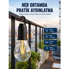 Techora Sale Şarjlı Dekoratif Kamp Lambası Askılı Ampul LED Işık Type-C Girişli